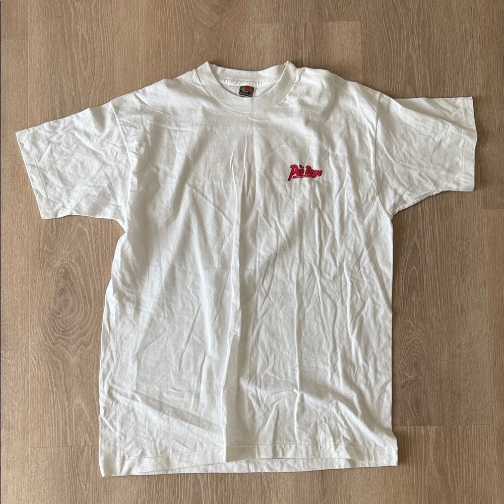 Vintage Pep Boys. Fruit Of The Loom White T-Shirt With Red Logo